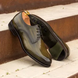 Gentlemen Derby in Hand Painted Khaki Patina - Calf Leather with Goodyear Welt