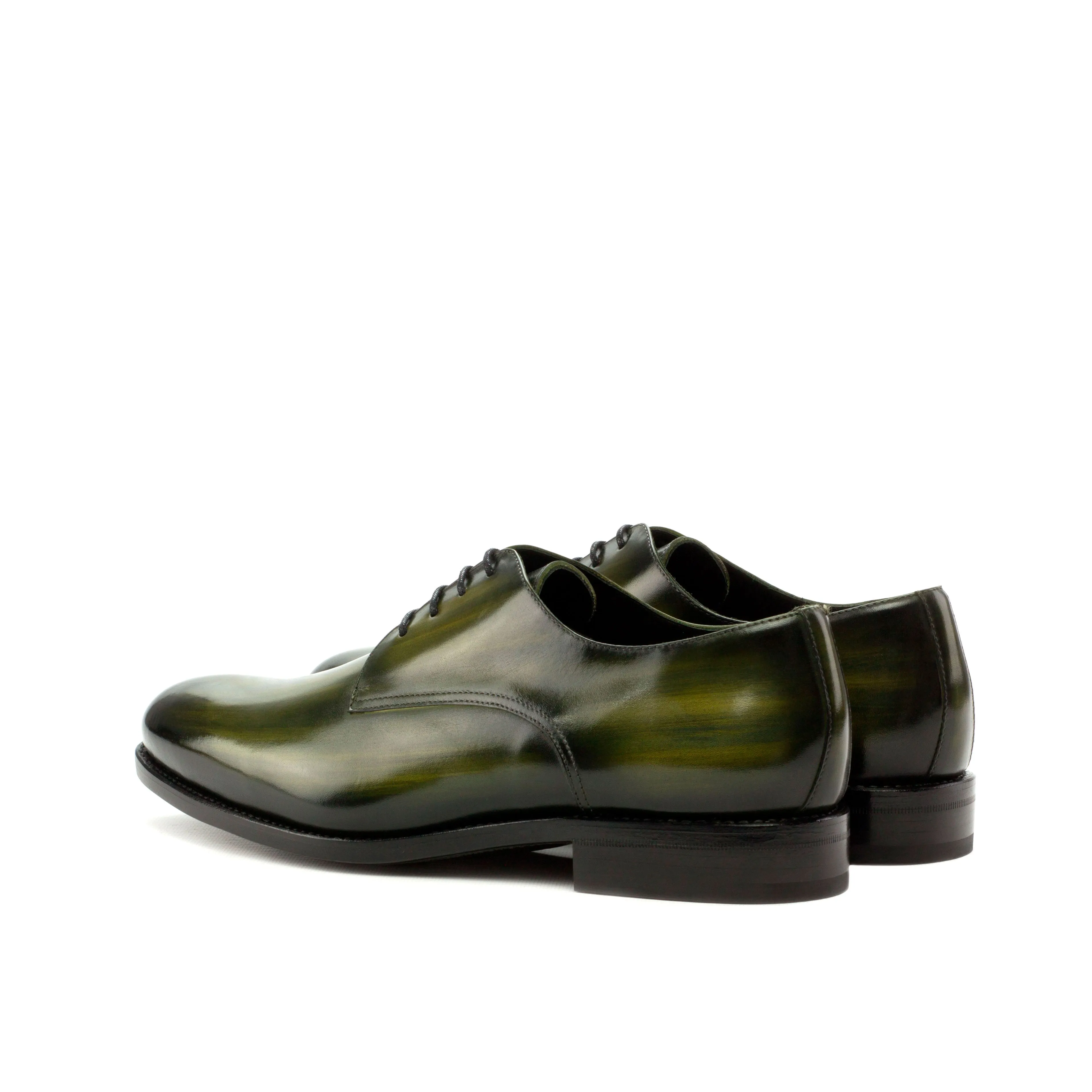 Gentlemen Derby in Hand Painted Khaki Patina - Calf Leather with Goodyear Welt