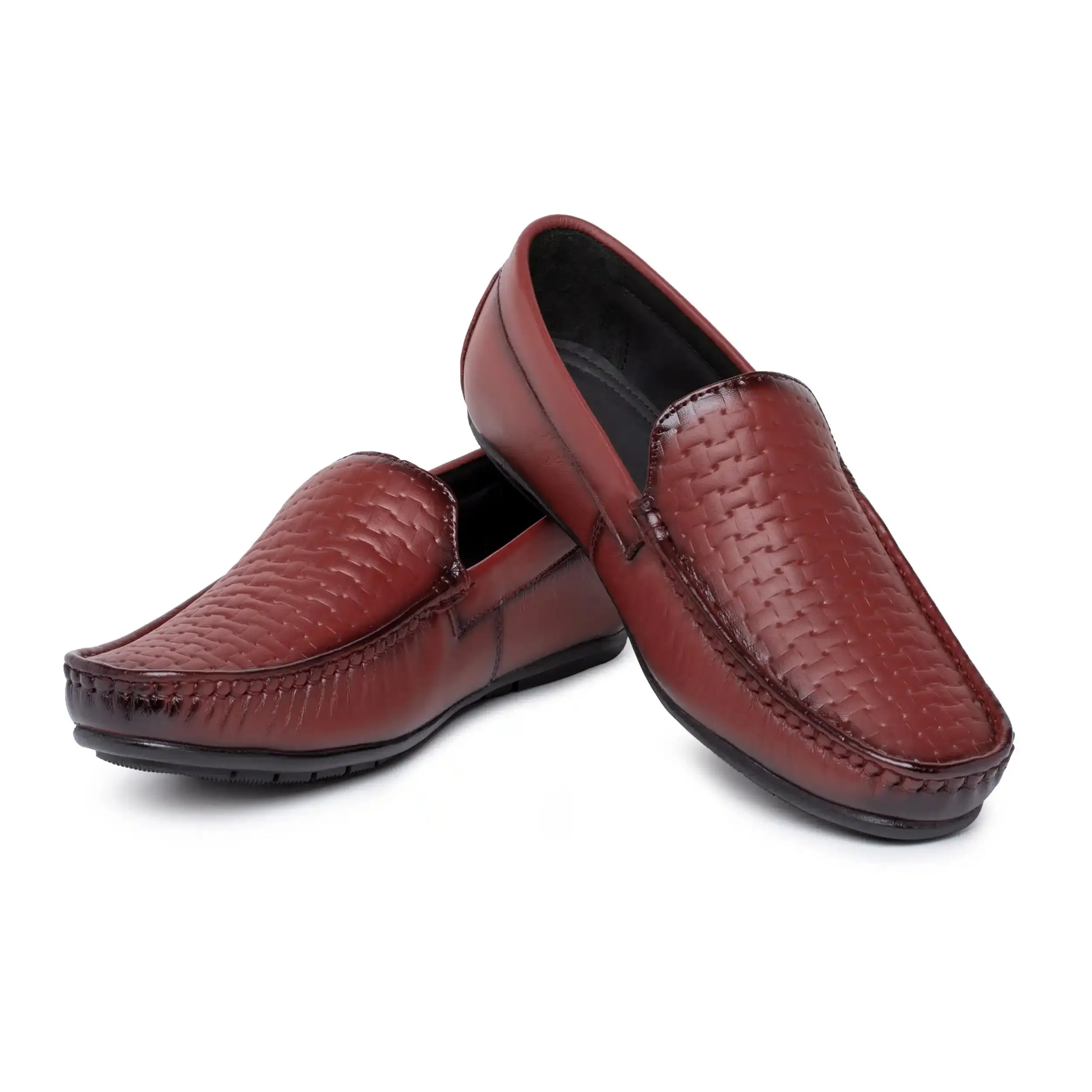 Genuine Leather Rattan Loafers for Men