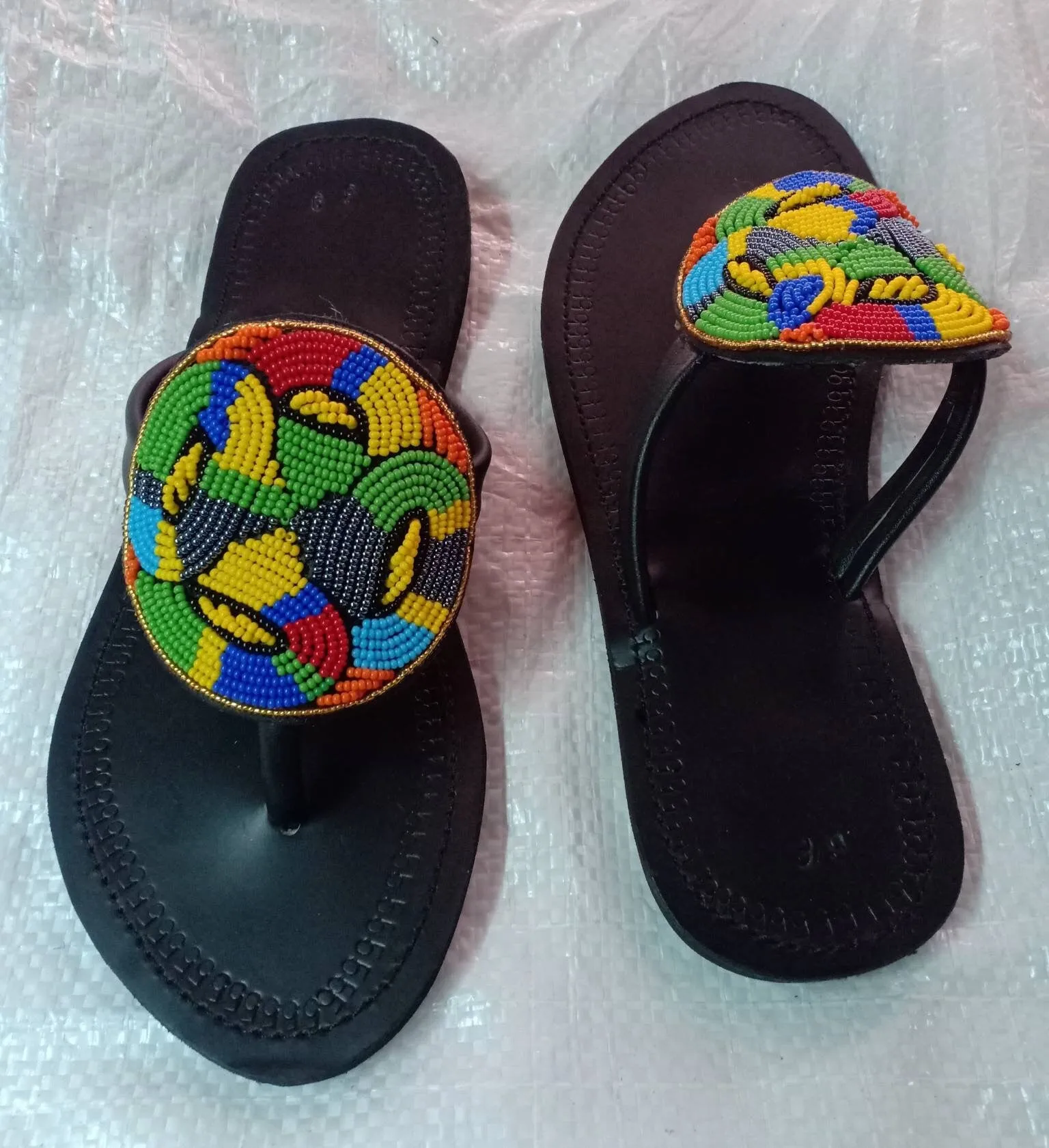 Handmade African Beaded Sandals/Authentic Maasai-Style Leather Flip-Flops Women/Boho Beach Sandals/Comfortable Summer Sandal African Gifts