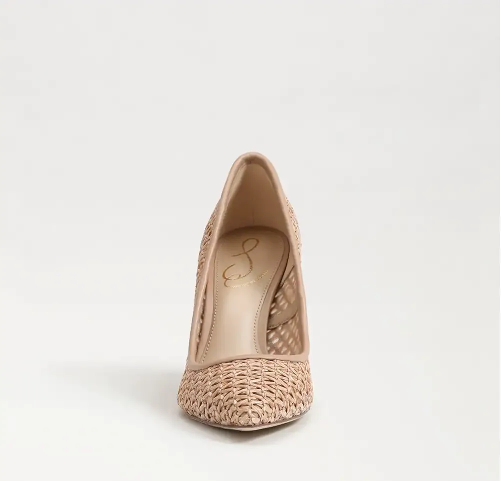 Hazel Pointed Toe Heel - Tan Raffia