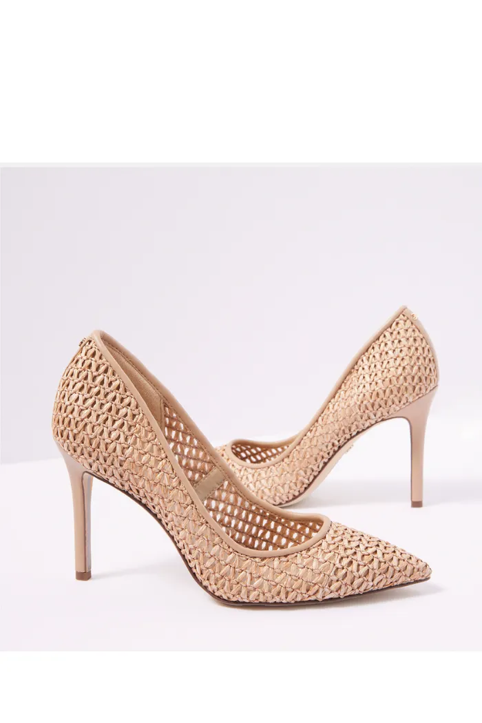 Hazel Pointed Toe Heel - Tan Raffia