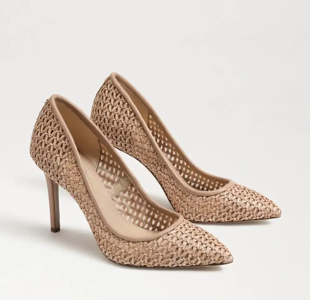 Hazel Pointed Toe Heel - Tan Raffia