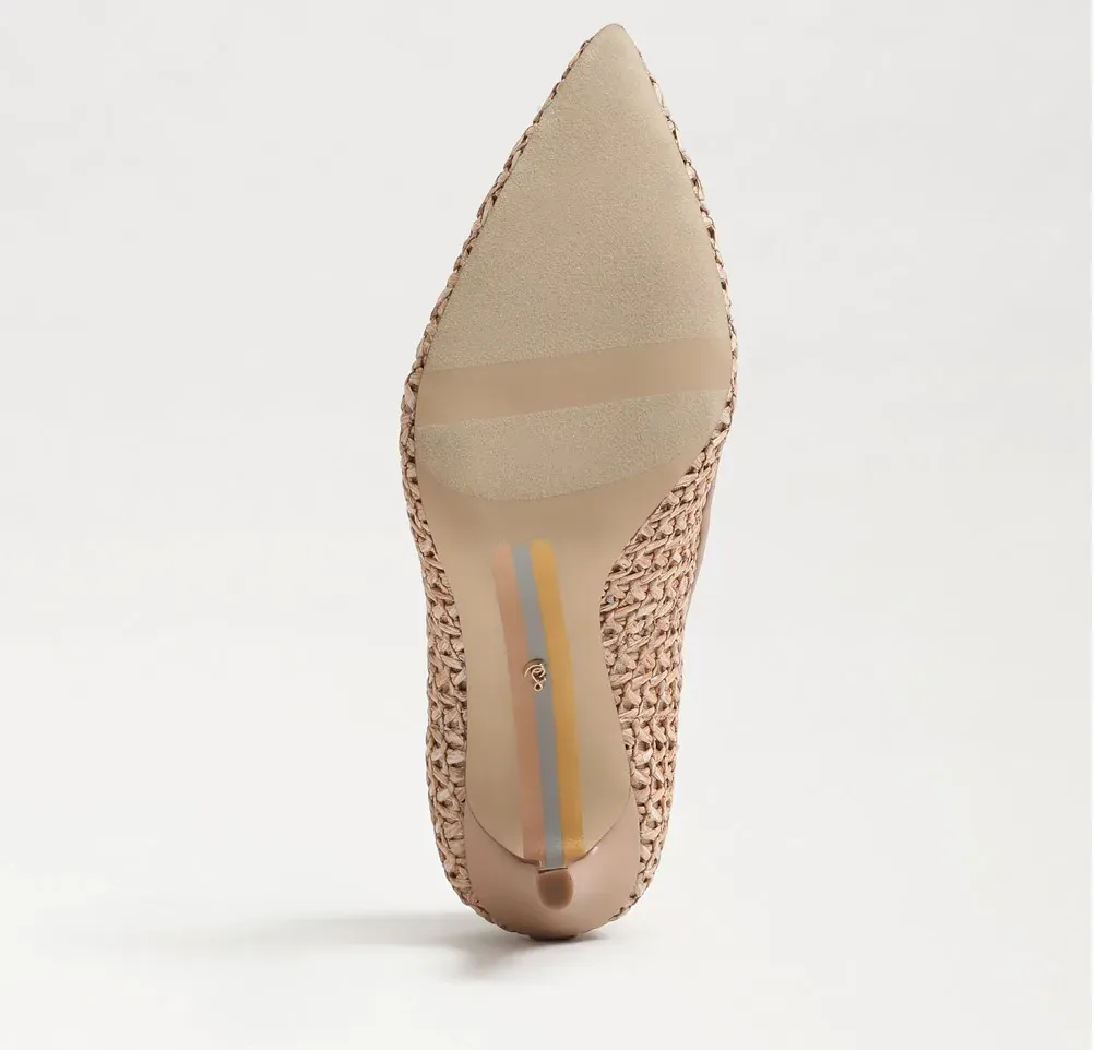Hazel Pointed Toe Heel - Tan Raffia