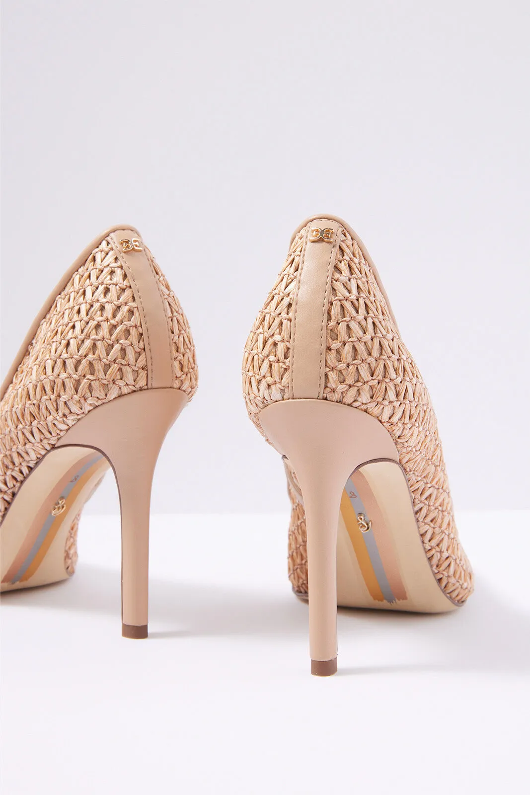 Hazel Pointed Toe Heel - Tan Raffia