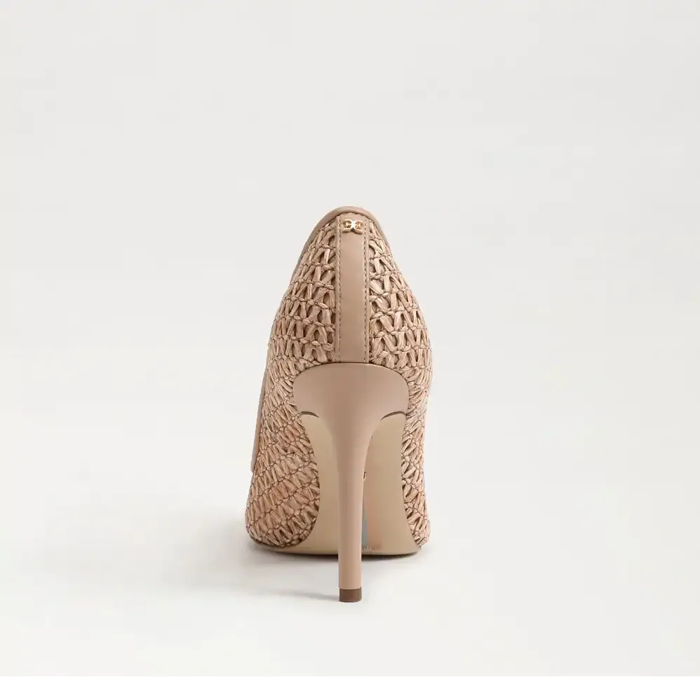 Hazel Pointed Toe Heel - Tan Raffia