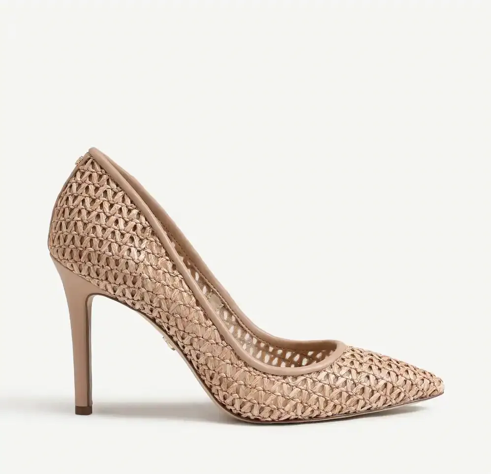 Hazel Pointed Toe Heel - Tan Raffia