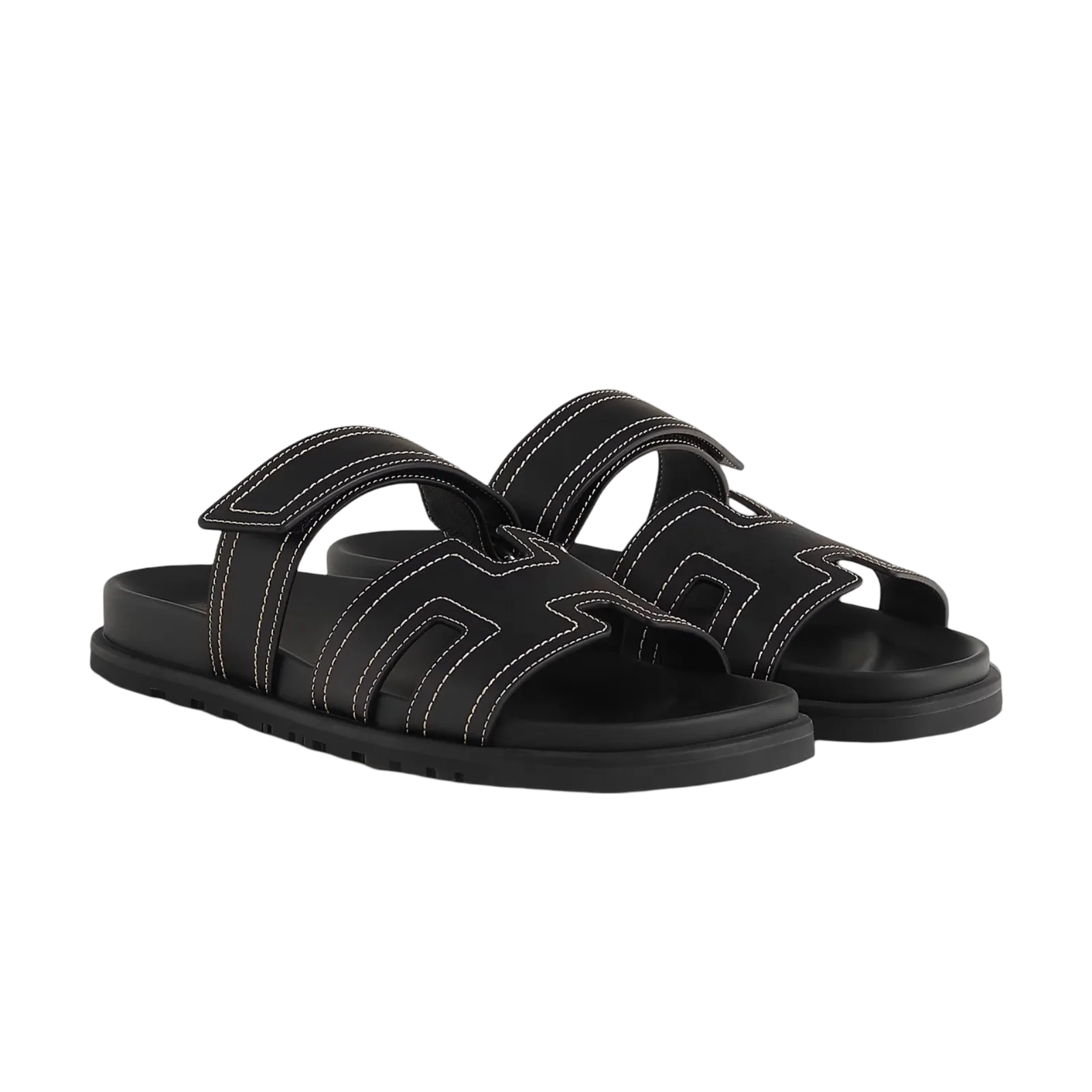 Hermes Chypre Sandal Black Sewing