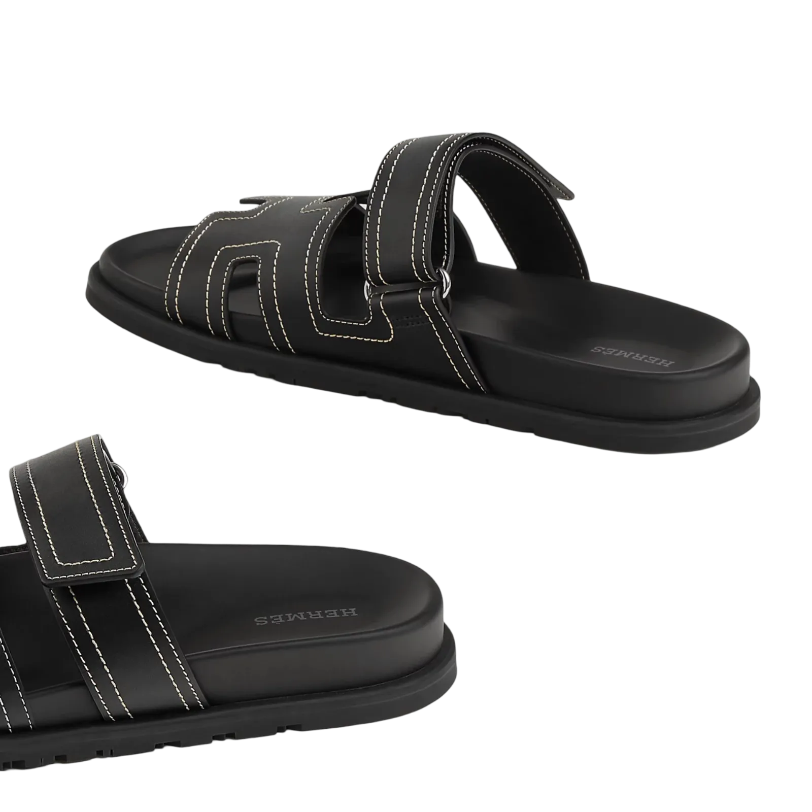 Hermes Chypre Sandal Black Sewing