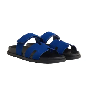 Hermes Chypre Sandal Suede Bleu Smalt