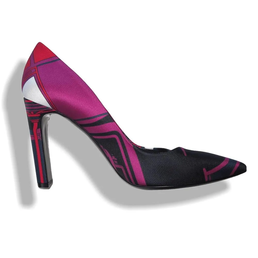 Hermes Print Silk Laura Faubourg Pump Shoes Sz38 NIB!