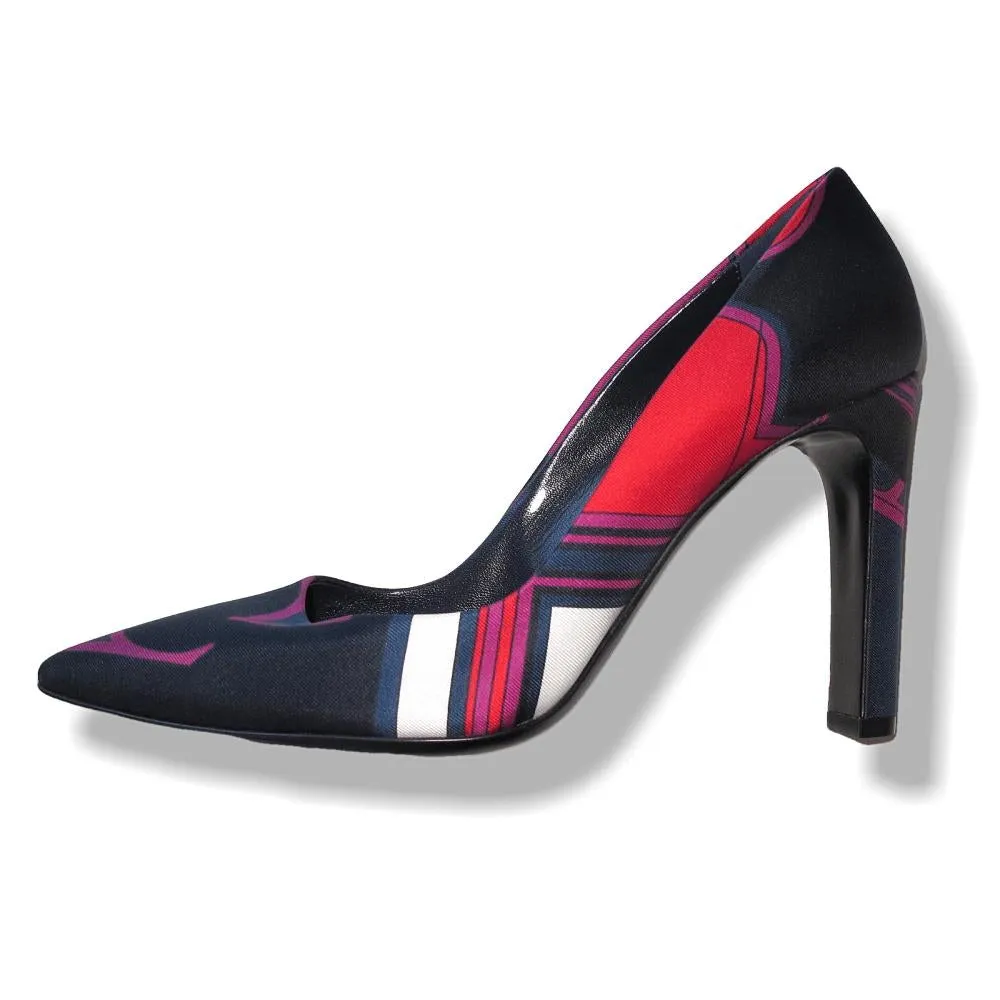 Hermes Print Silk Laura Faubourg Pump Shoes Sz38 NIB!