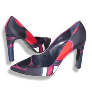 Hermes Print Silk Laura Faubourg Pump Shoes Sz38 NIB!