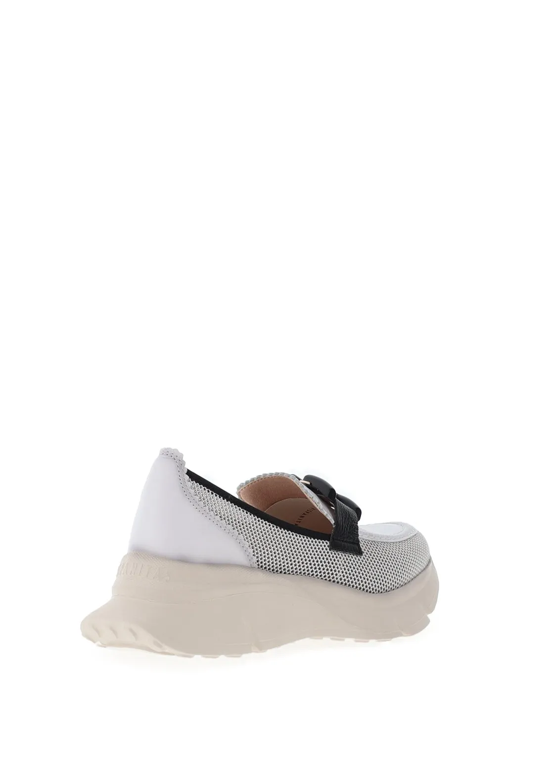 Hispanitas Hawaii Leather Platform Loafer, White & Black