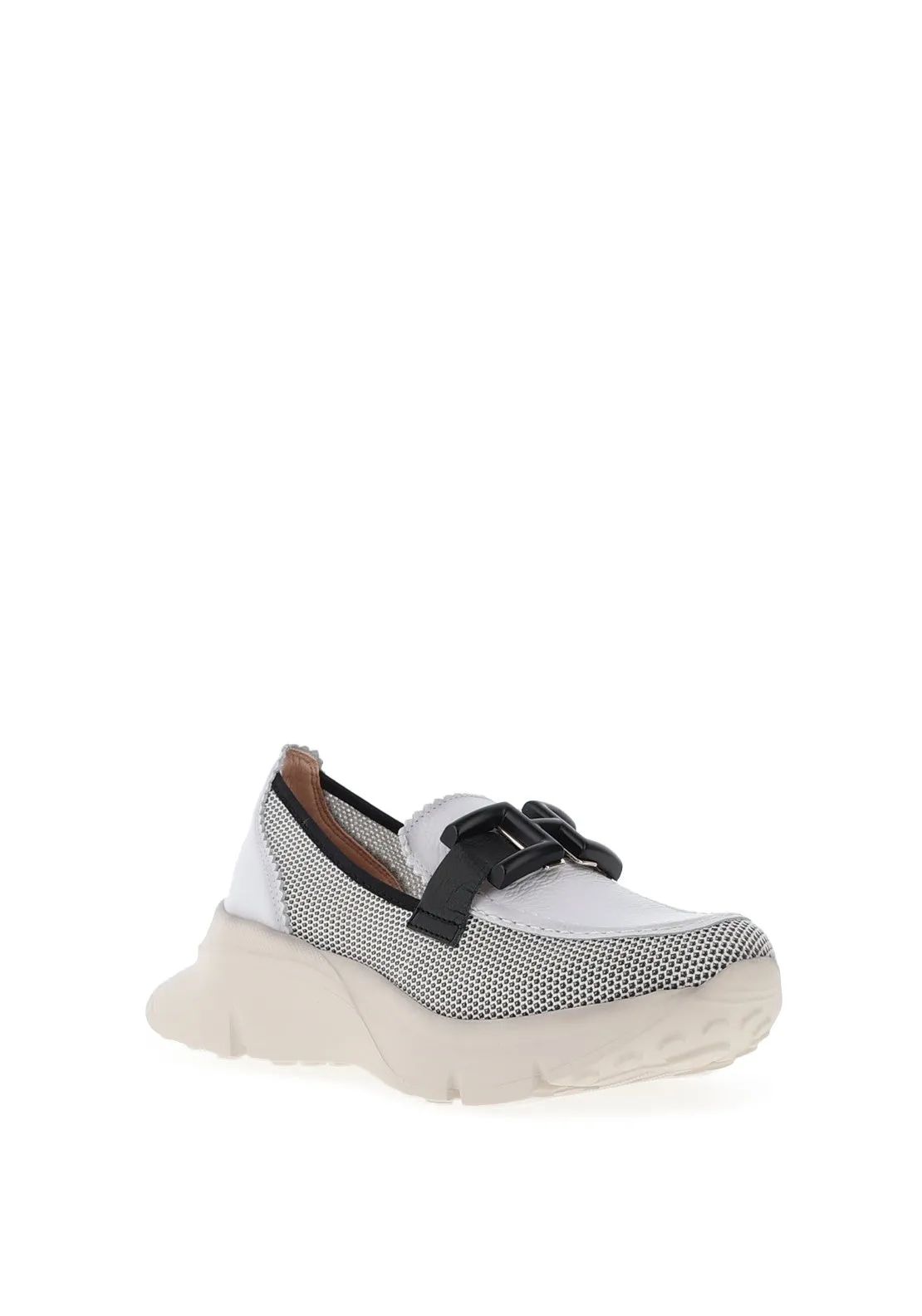 Hispanitas Hawaii Leather Platform Loafer, White & Black