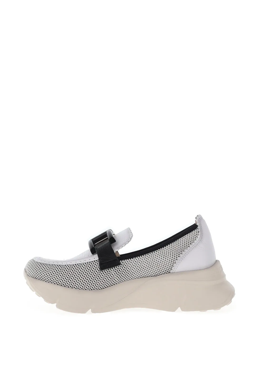 Hispanitas Hawaii Leather Platform Loafer, White & Black