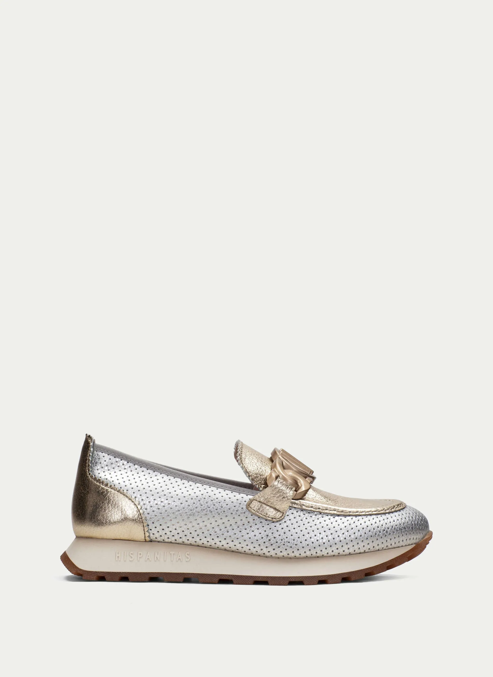 HISPANITAS - HV243432 LOAFER WITH CHAIN DETAIL - GOLD MULTI