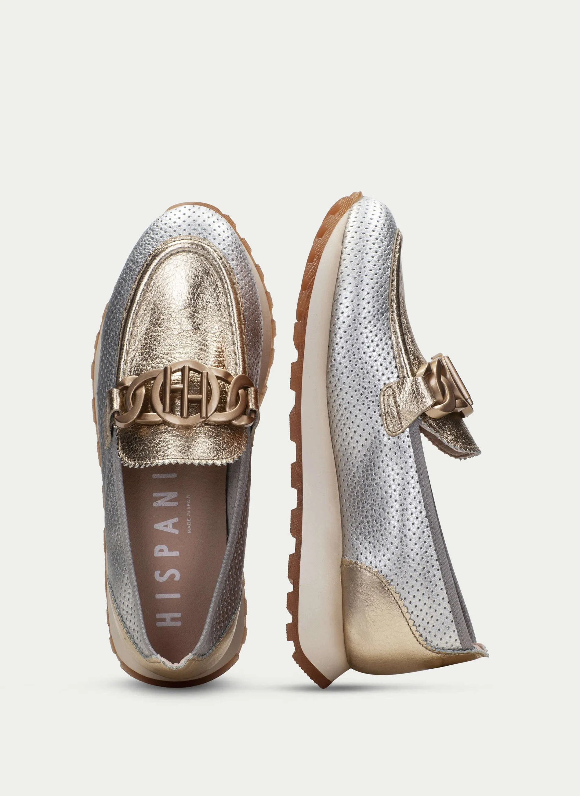 HISPANITAS - HV243432 LOAFER WITH CHAIN DETAIL - GOLD MULTI