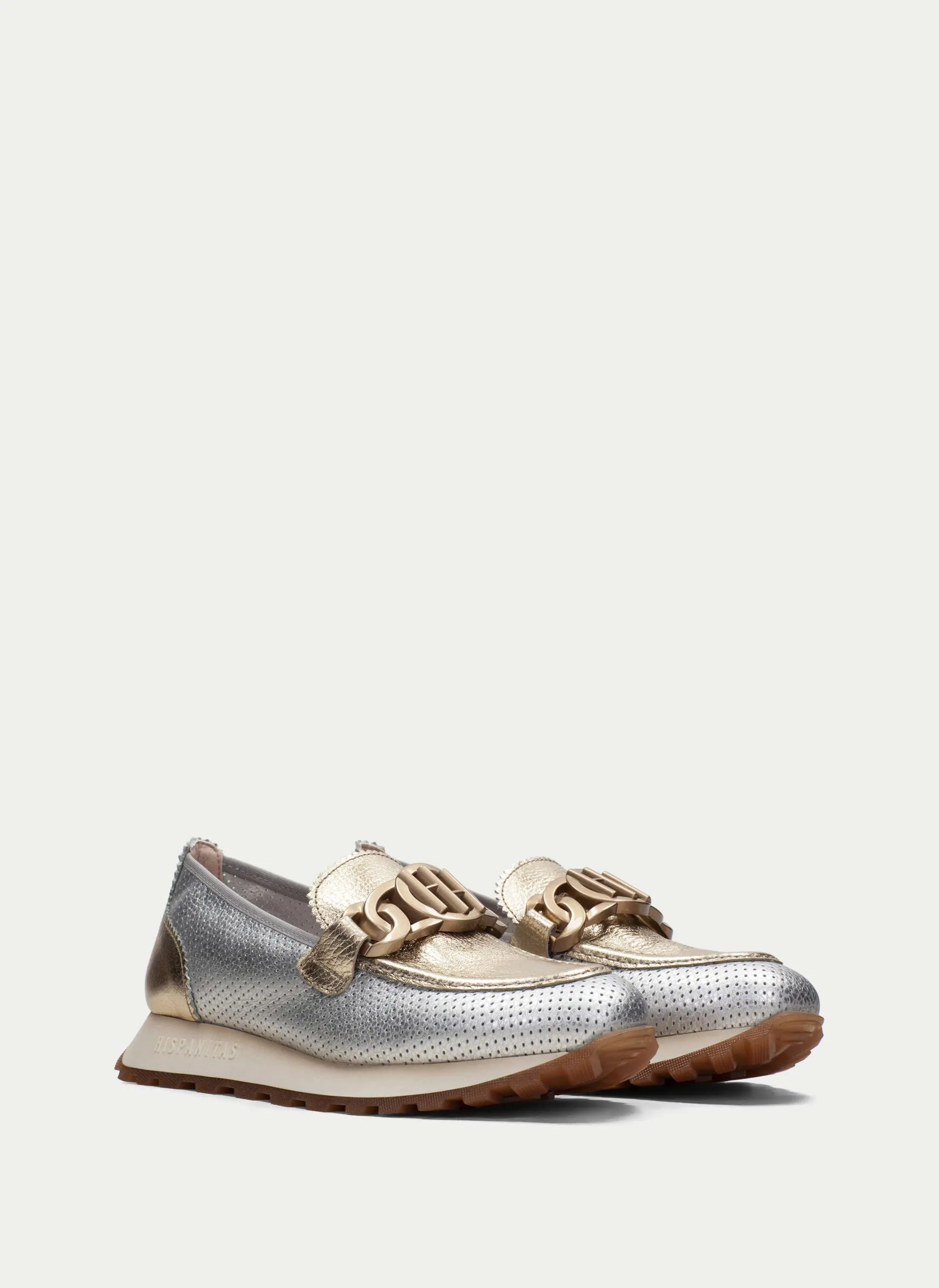 HISPANITAS - HV243432 LOAFER WITH CHAIN DETAIL - GOLD MULTI