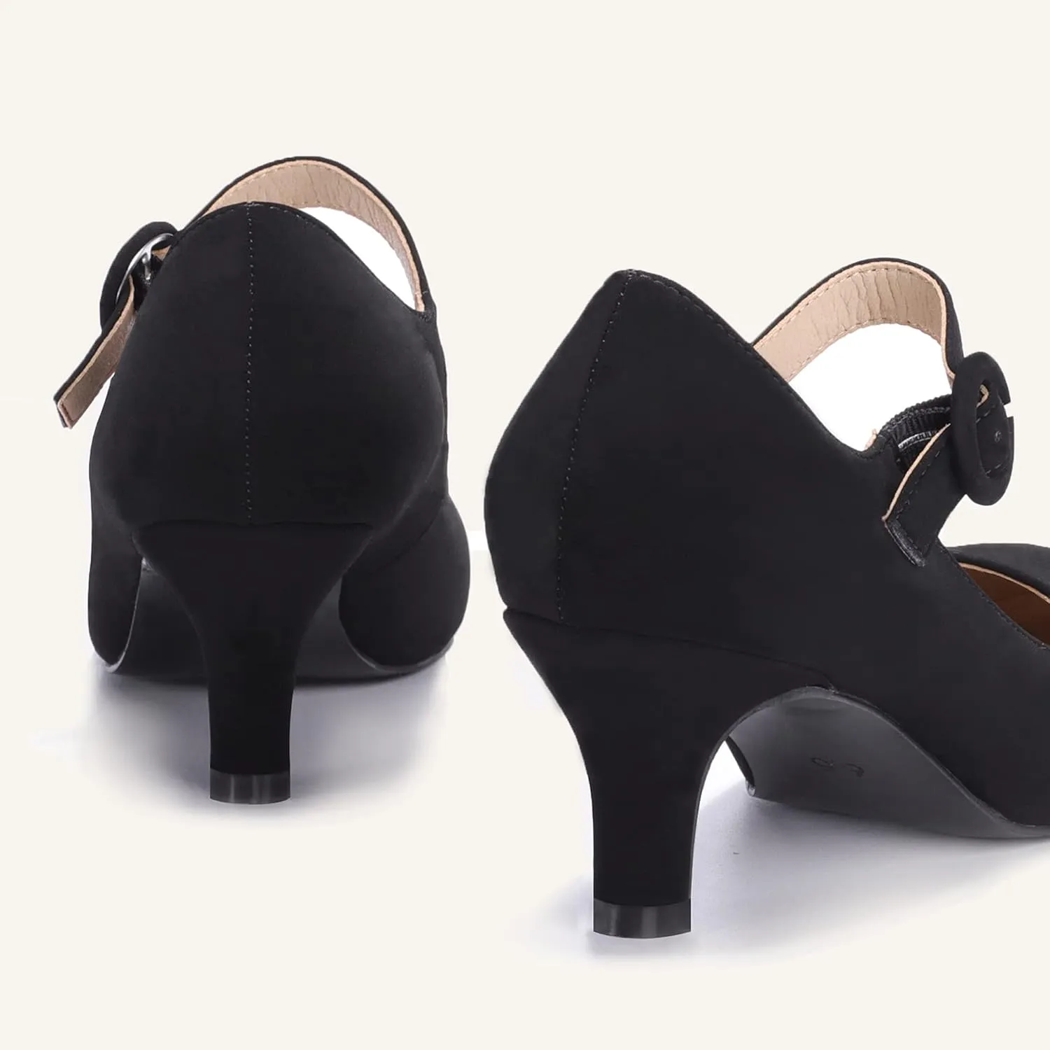 IDIFU Women's Jessy Dress Mary Jane Shoes Low Kitten Heels Closed Round Toe Office Work Wedding Pumps