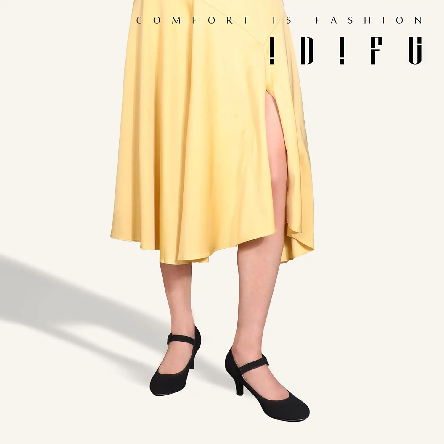 IDIFU Women's Jessy Dress Mary Jane Shoes Low Kitten Heels Closed Round Toe Office Work Wedding Pumps