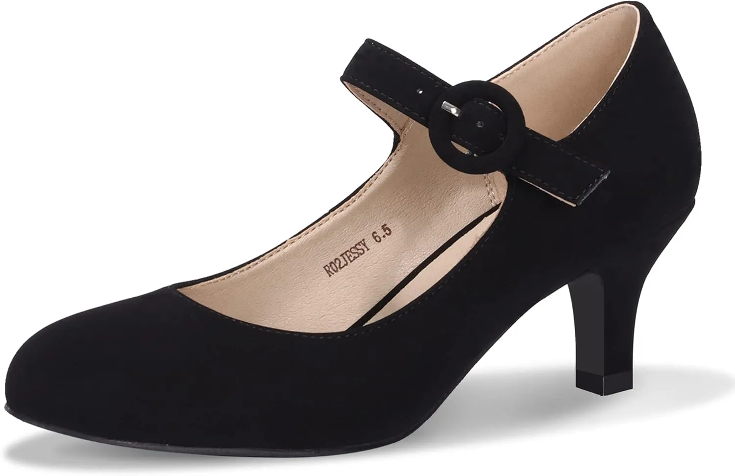 IDIFU Women's Jessy Dress Mary Jane Shoes Low Kitten Heels Closed Round Toe Office Work Wedding Pumps