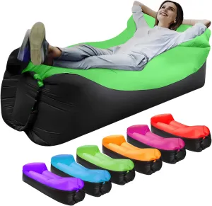 Inflatable Lounger Air Sofa Hammock, Inflatable Couch for Camping, Perfect for Beach Chair Waterproof Anti-Air Leaking Pouch Couch Air Chair for Outdoor, Beach, Hiking