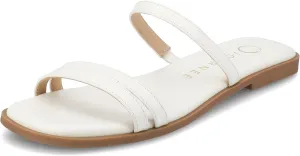 Journee Collection Womens Brisa Slip On Flat Sandals Multi Strap Cushioned Open Square Toe Spring Summer Shoe