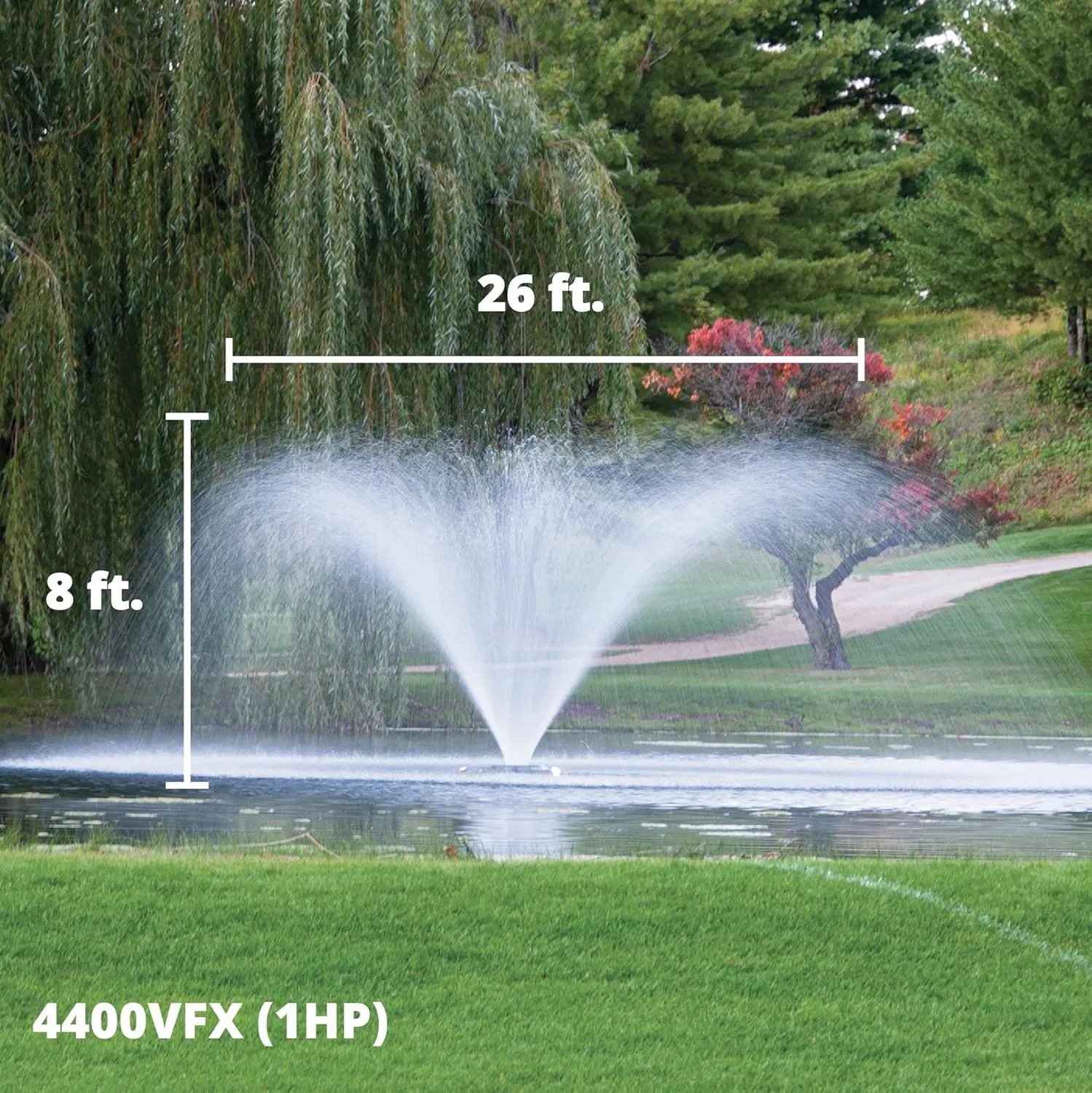 Kasco VFX Series Aerating Pond Fountain - 1 Horse Power 120V Single Phase with 150 ft Electric Power Cord | Pond Aerator Pump for Ponds & Lakes | Efficient Pond Aeration Systems… Black