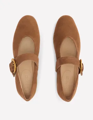 Kylie Flat Buckle Mary Jane-Raw Umber