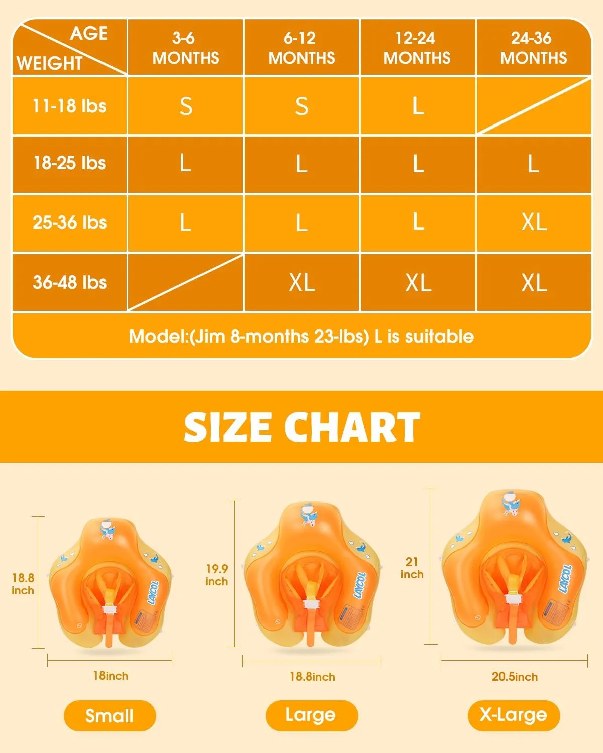 LAYCOL Baby Swimming Float Inflatable Baby Pool Float Ring with Sun Protection Canopy,add Tail no flip Over for Age of 3-36 Months