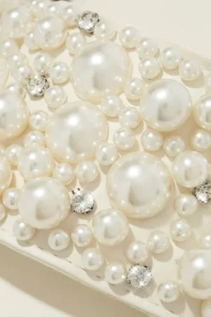 Lily Zarya-2 Pearl Embellished wide Vamp Angular Open Toe Flat Mule-White