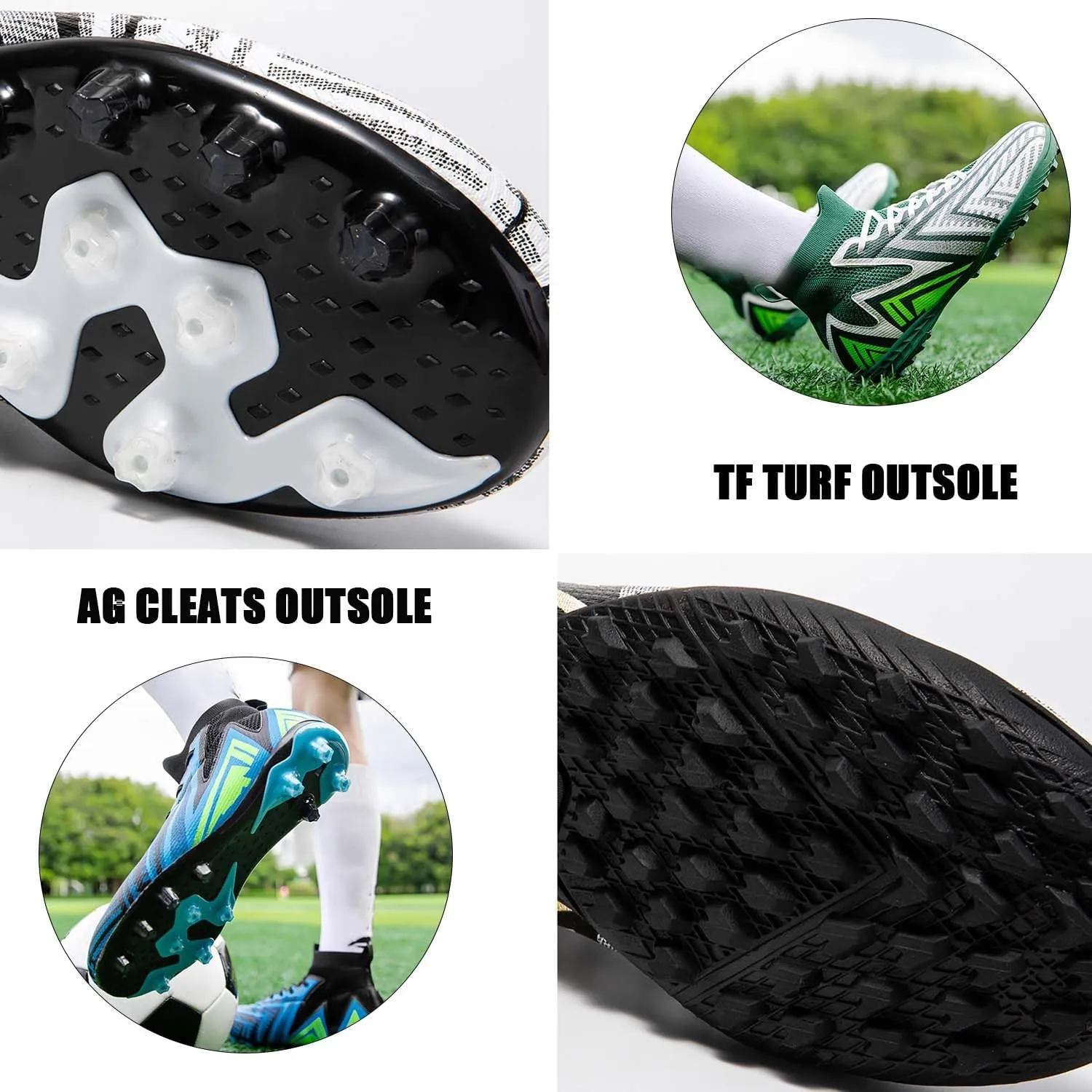 MEBAMY Men's Soccer Shoes Cleats Professional High-Top Breathable Athletic Football Boots Outdoor/Indoor Professional Futsal Football Training Sneakers