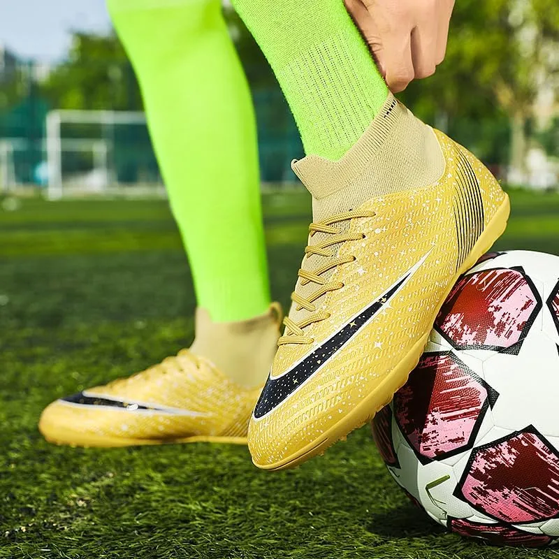 Men's Womens Soccer Shoes Football Cleats High-Tops Lace-Up Non-Slip Spikes Indoor Outdoor Sports Athletic Baseball Lacrosse Sneaker