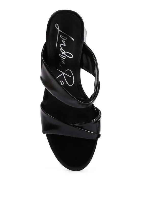 Mess Metallic Block Sandal Heels
