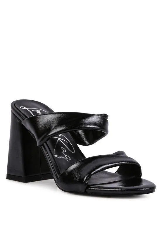 Mess Metallic Block Sandal Heels