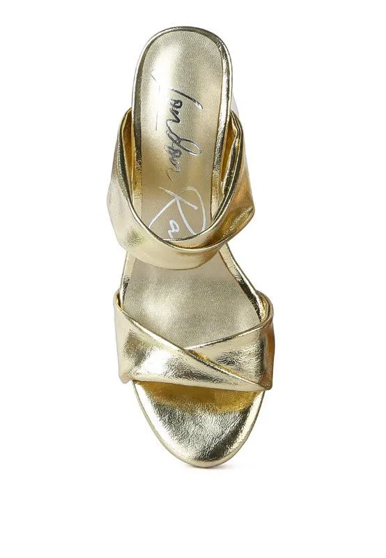 Mess Metallic Block Sandal Heels