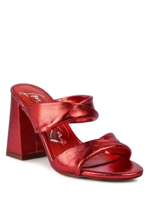 Mess Metallic Block Sandal Heels