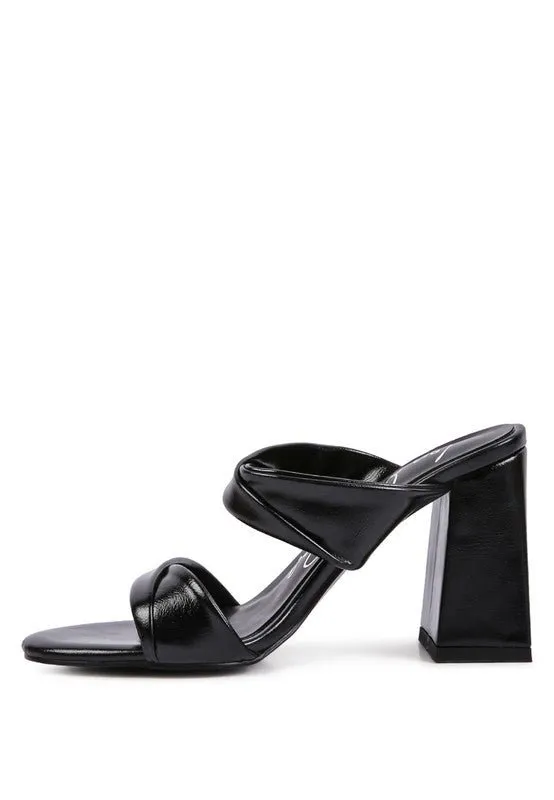 Mess Metallic Block Sandal Heels