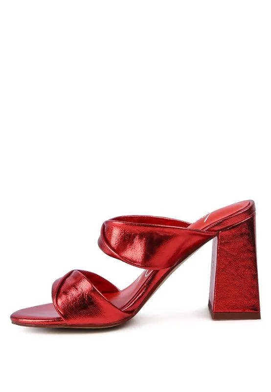 Mess Metallic Block Sandal Heels