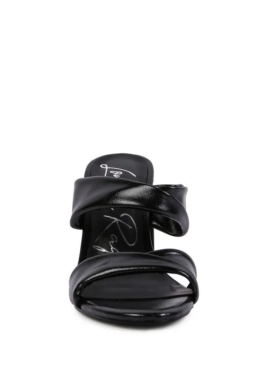 Mess Metallic Block Sandal Heels