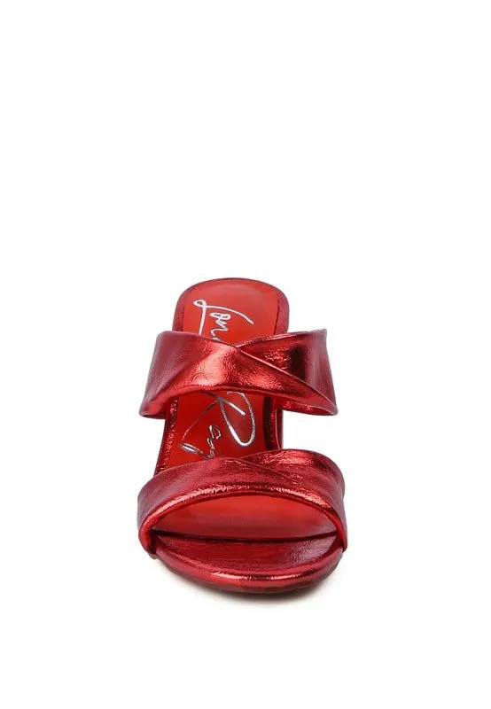 Mess Metallic Block Sandal Heels