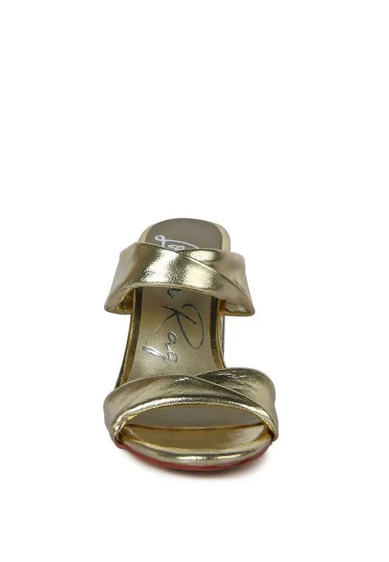 Mess Metallic Block Sandal Heels