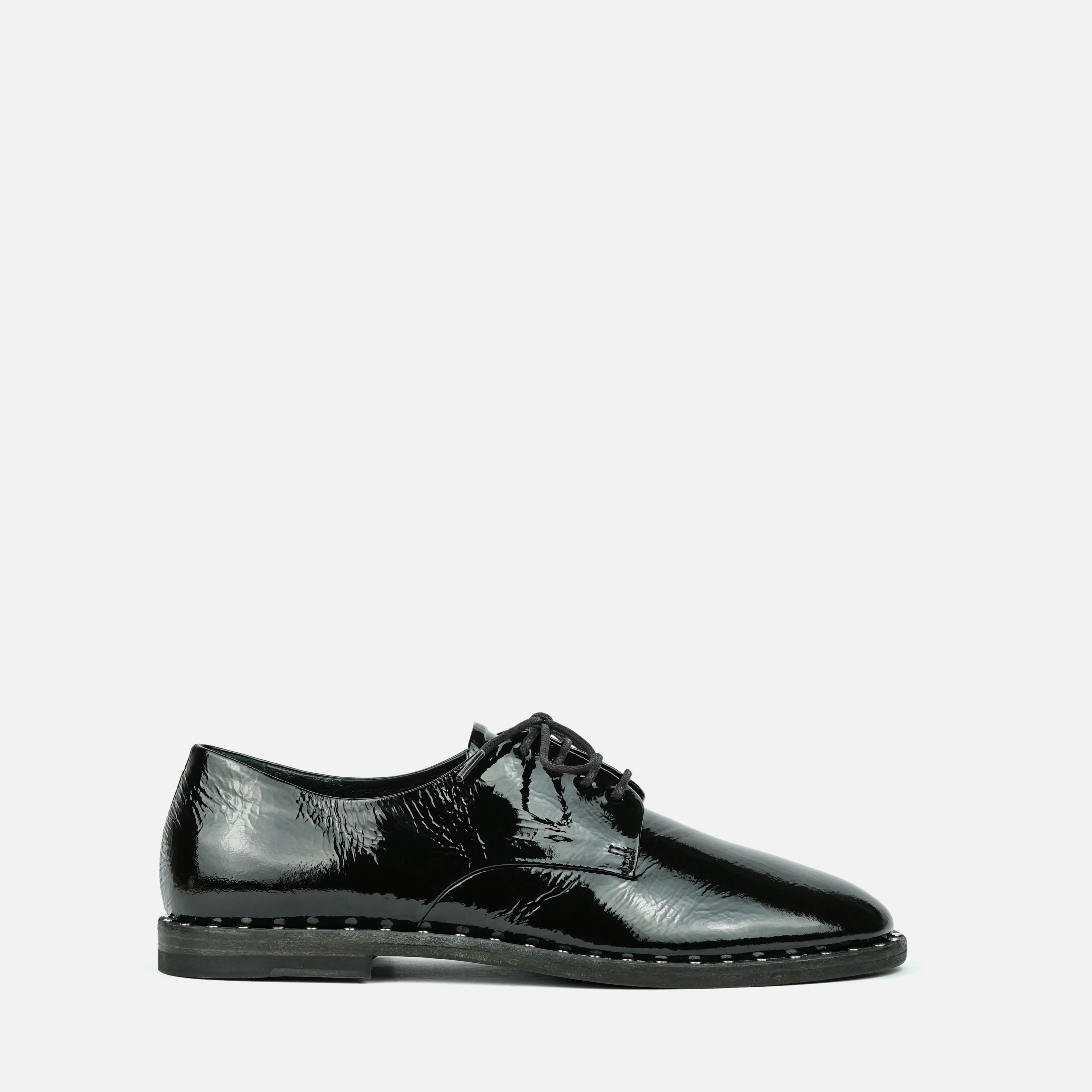 MILOS | Black Leather Derby with Raw Edge Sole