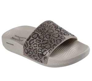 NEW Women's SKECHERS SNOOP DOGG: LOW SLIDER - CHEETALICIOUS Natural RHINESTONE COVERED Sandals AUTHENTIC IN BOX