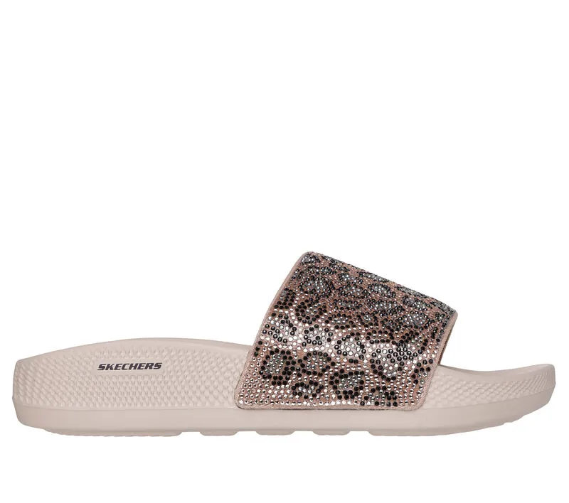 NEW Women's SKECHERS SNOOP DOGG: LOW SLIDER - CHEETALICIOUS Natural RHINESTONE COVERED Sandals AUTHENTIC IN BOX