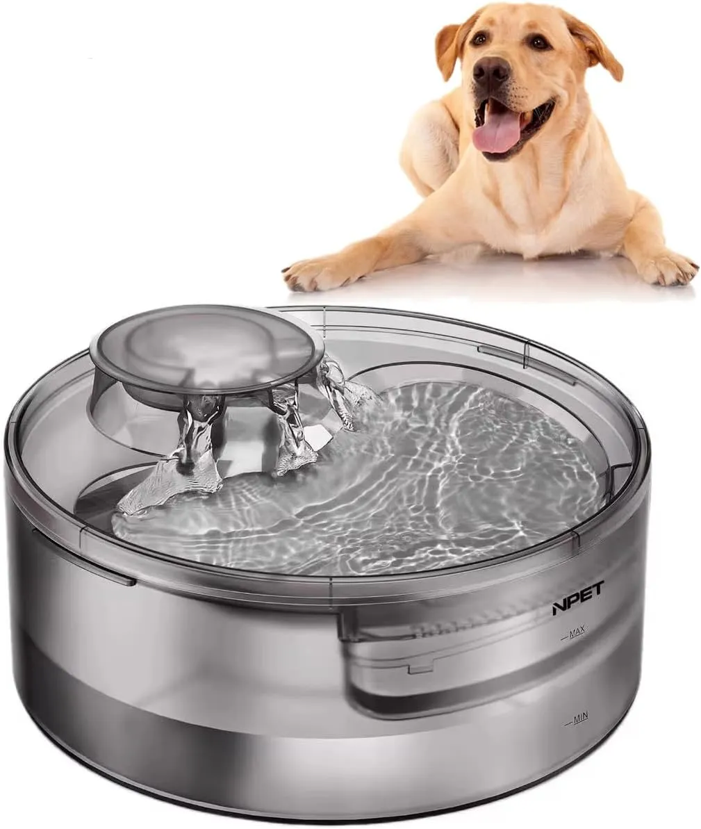 NPET Large Dog Water Fountain,169oz/5L Deep Drinking Area Automatic Pet Fountains Filtration Water Dispenser with Quiet Pump for Cats Dogs