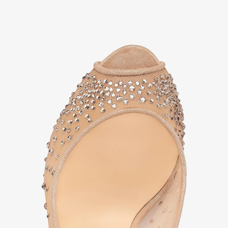 Nude Mesh and Strass Pumps