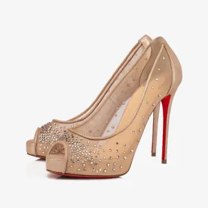 Nude Mesh and Strass Pumps