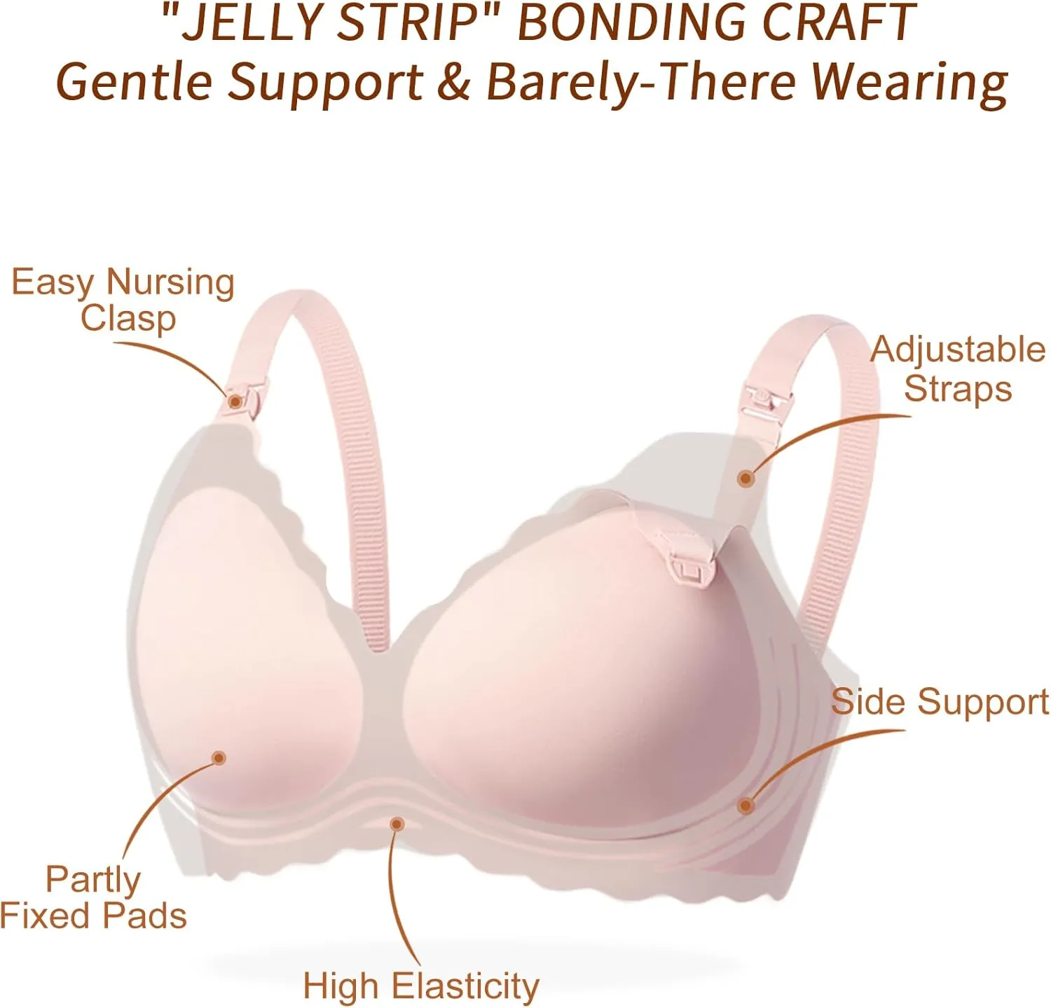 Nursing Bras for Breastfeeding Wavy Seamless Comfort Maternity Bralette Wireless Pregnancy Sleep Bra with Support